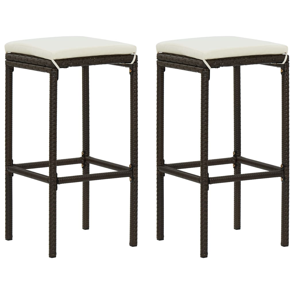 3 pc Garden Bar Set with Brown Polyrattan Cushions