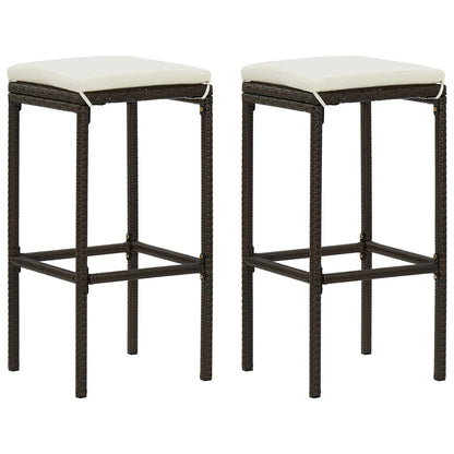 3 pc Garden Bar Set with Brown Polyrattan Cushions