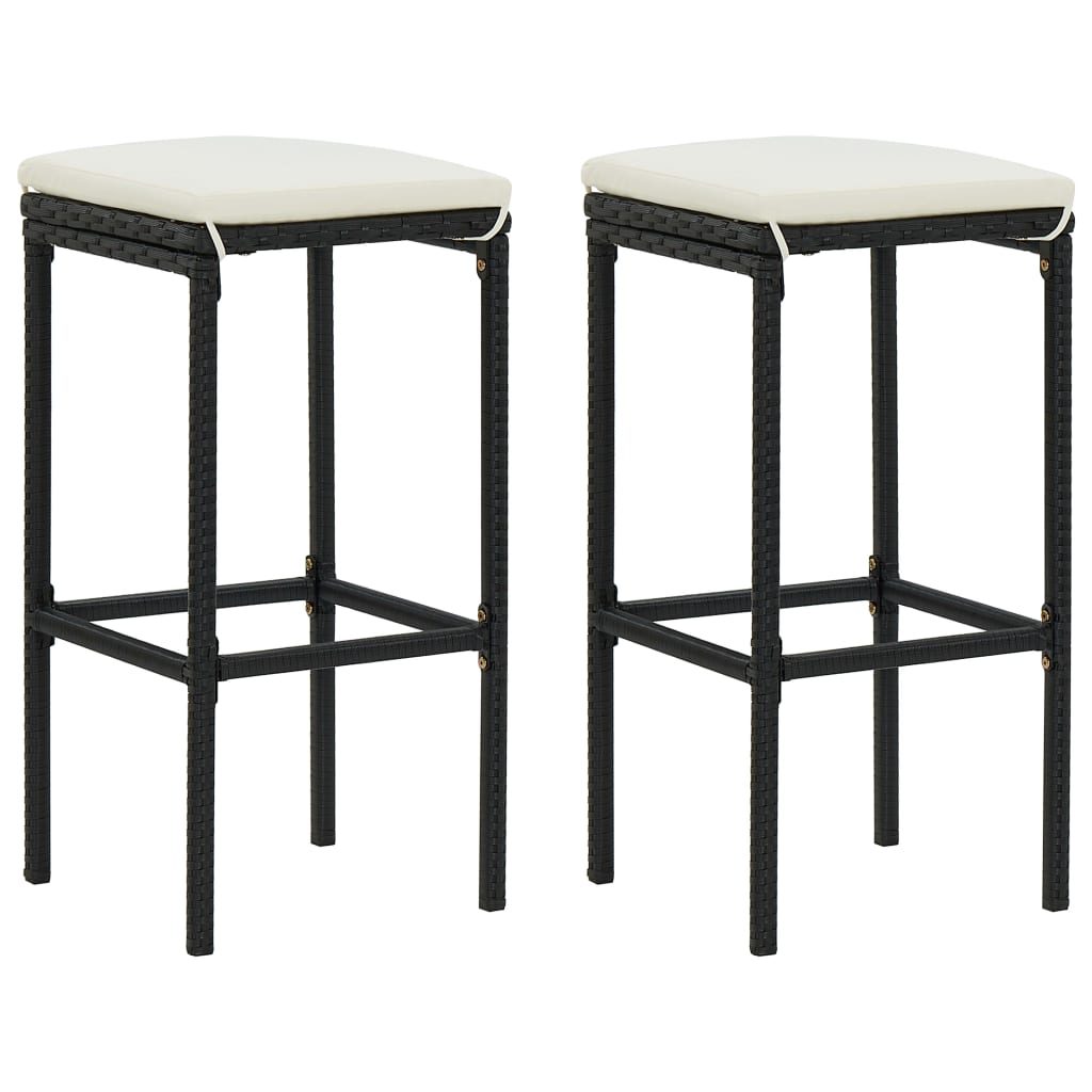 Set Bar da Giardino 3 pz con Cuscini Polyrattan Nero | homemem39