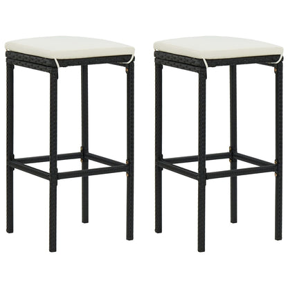Set Bar da Giardino 3 pz con Cuscini Polyrattan Nero | homemem39