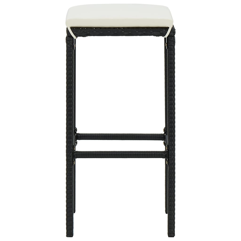 Set Bar da Giardino 3 pz con Cuscini Polyrattan Nero | homemem39