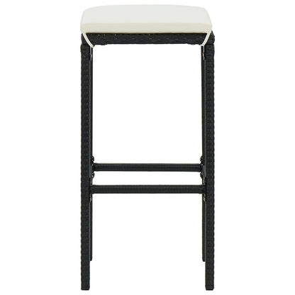 Set Bar da Giardino 3 pz con Cuscini Polyrattan Nero | homemem39