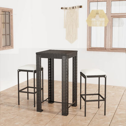 Set Bar da Giardino 3 pz con Cuscini Polyrattan Nero | homemem39
