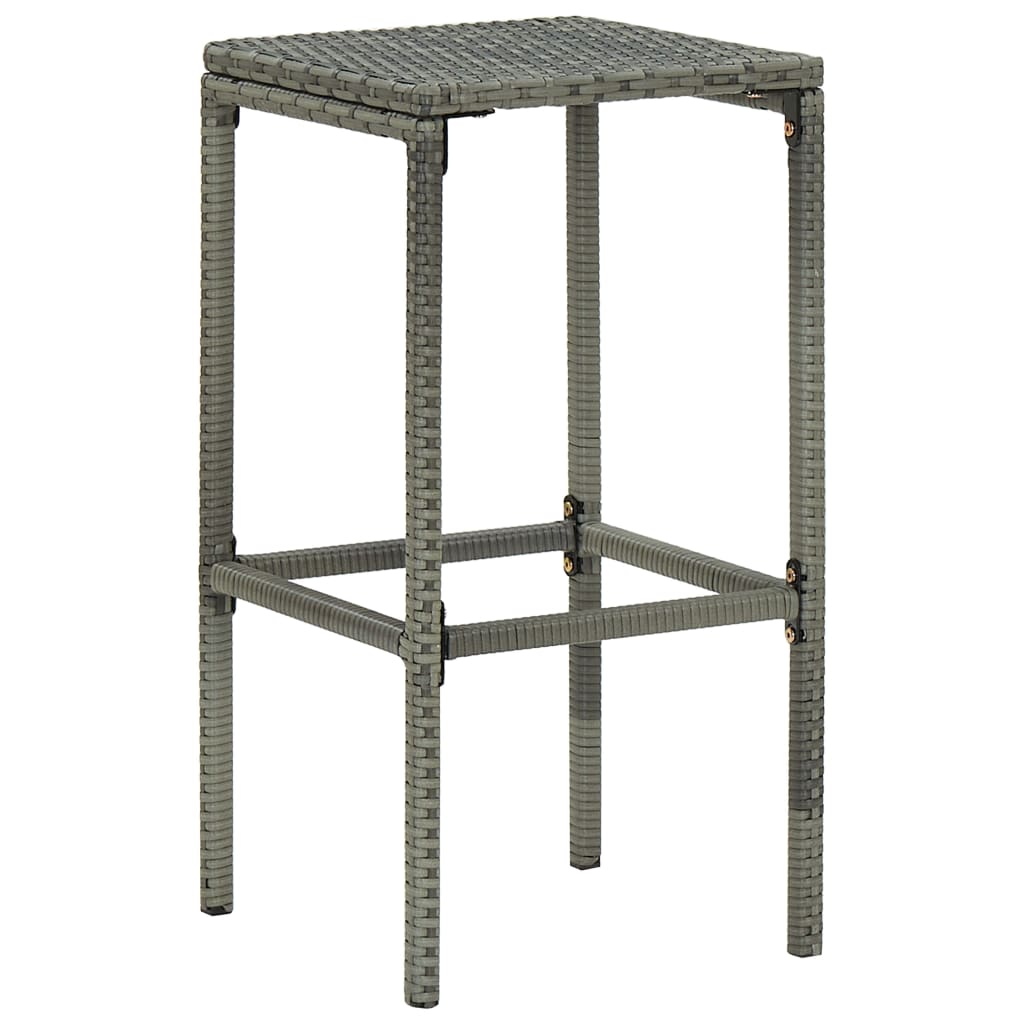 3 pc Garden Bar Set with Gray Polyrattan Cushions