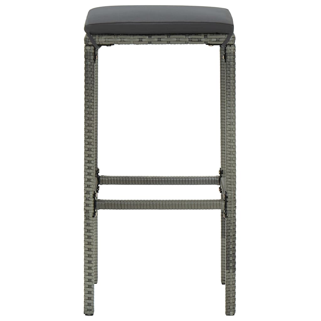 3 pc Garden Bar Set with Gray Polyrattan Cushions