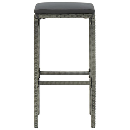 3 pc Garden Bar Set with Gray Polyrattan Cushions