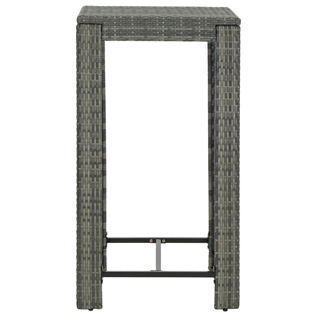 3 pc Garden Bar Set with Gray Polyrattan Cushions