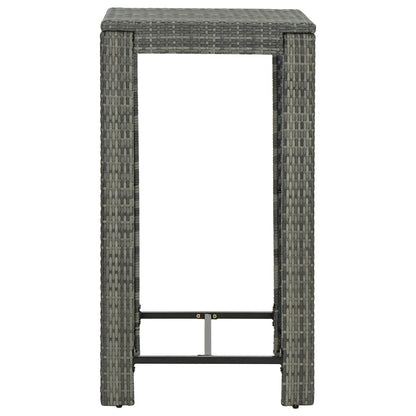 3 pc Garden Bar Set with Gray Polyrattan Cushions