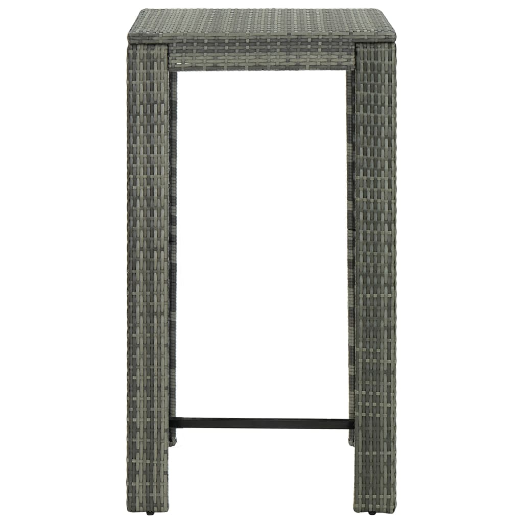 3 pc Garden Bar Set with Gray Polyrattan Cushions