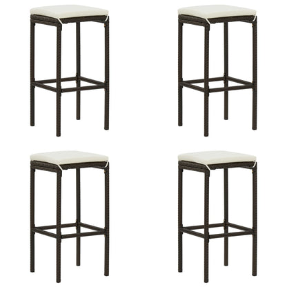 5 pc Garden Bar Set with Brown Polyrattan Cushions