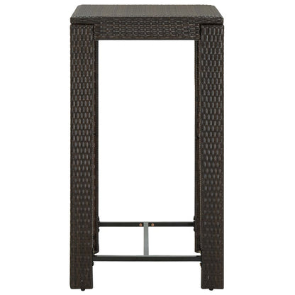 5 pc Garden Bar Set with Brown Polyrattan Cushions