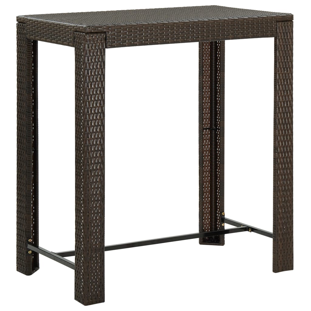 5 pc Garden Bar Set with Brown Polyrattan Cushions