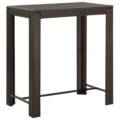 5 pc Garden Bar Set with Brown Polyrattan Cushions