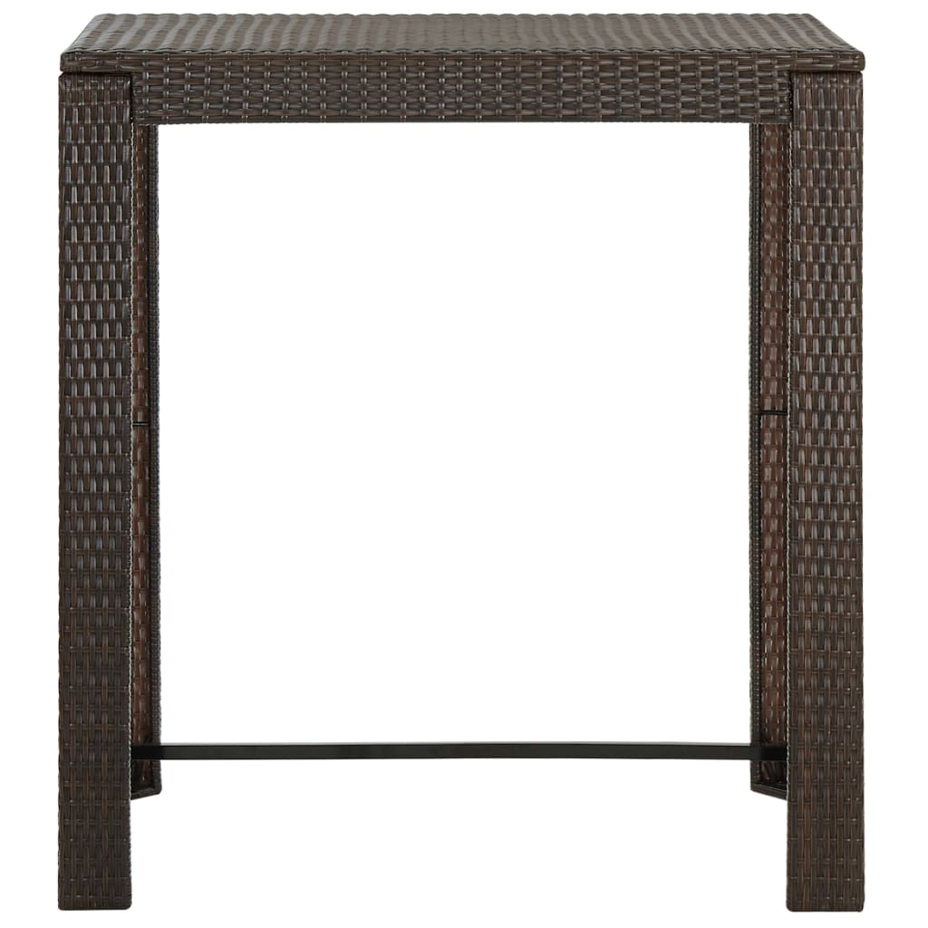 5 pc Garden Bar Set with Brown Polyrattan Cushions