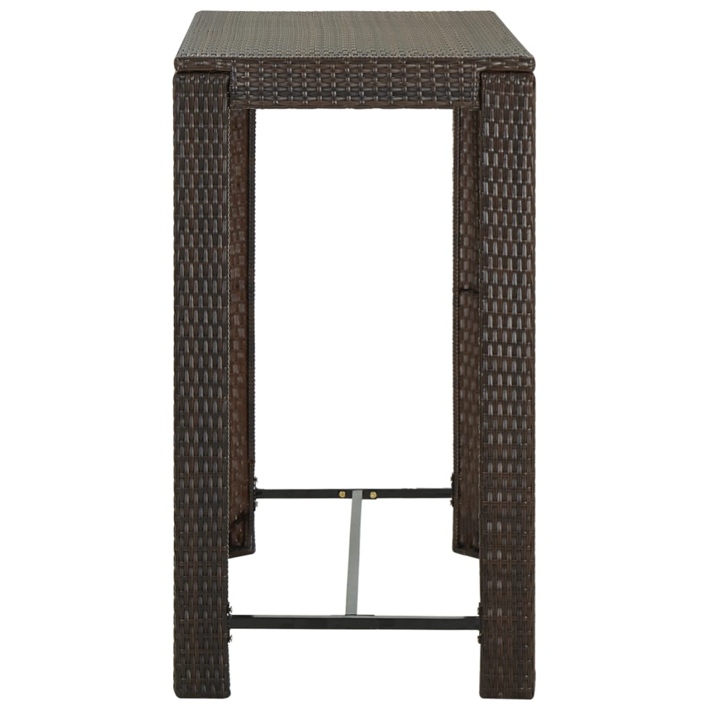 5 pc Garden Bar Set with Brown Polyrattan Cushions