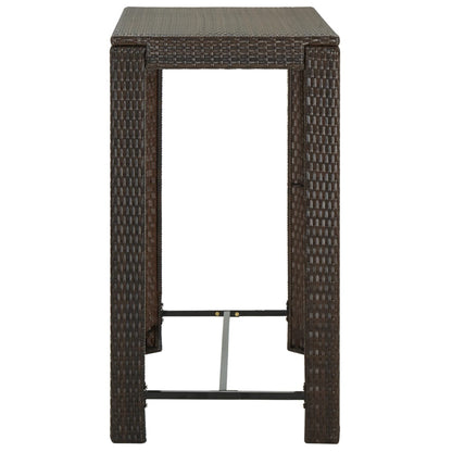 5 pc Garden Bar Set with Brown Polyrattan Cushions