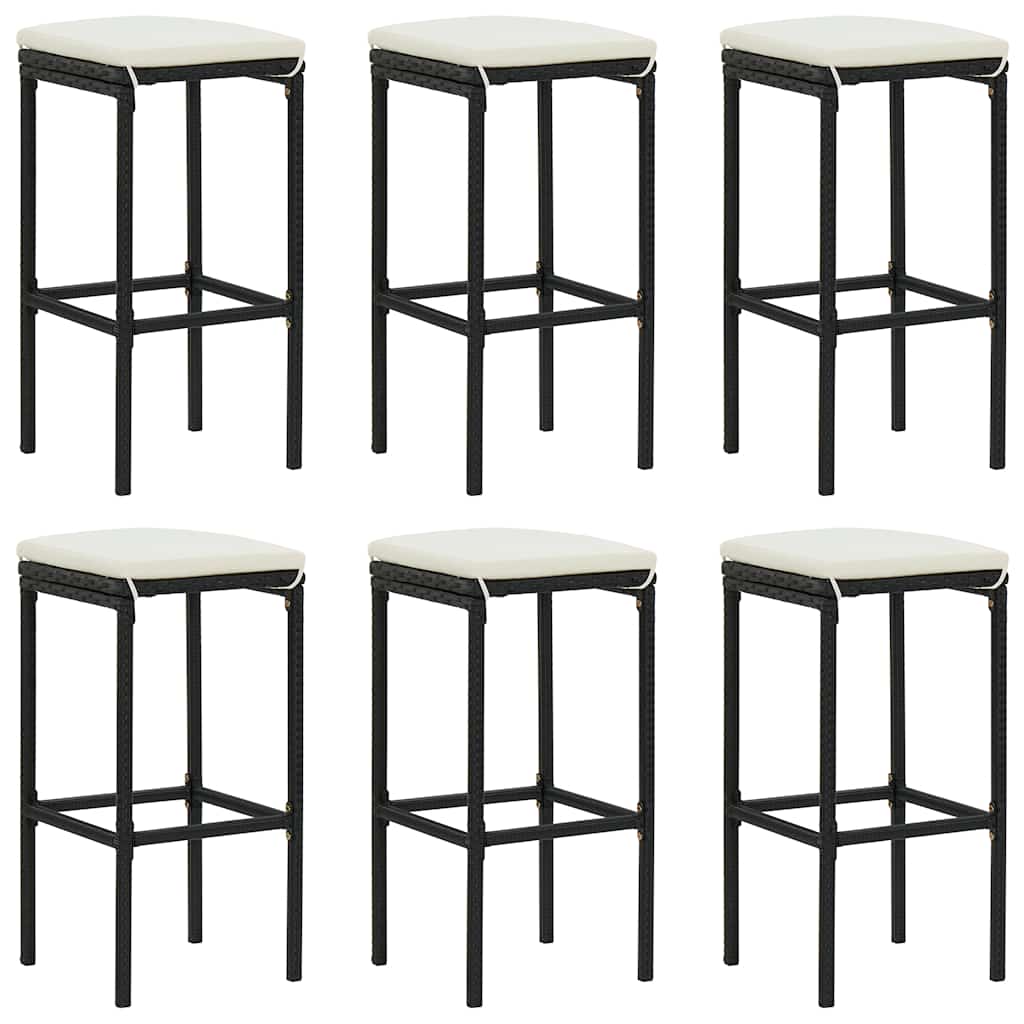 Set Bar da Giardino 7 pz con Cuscini in Polyrattan Nero | homemem39