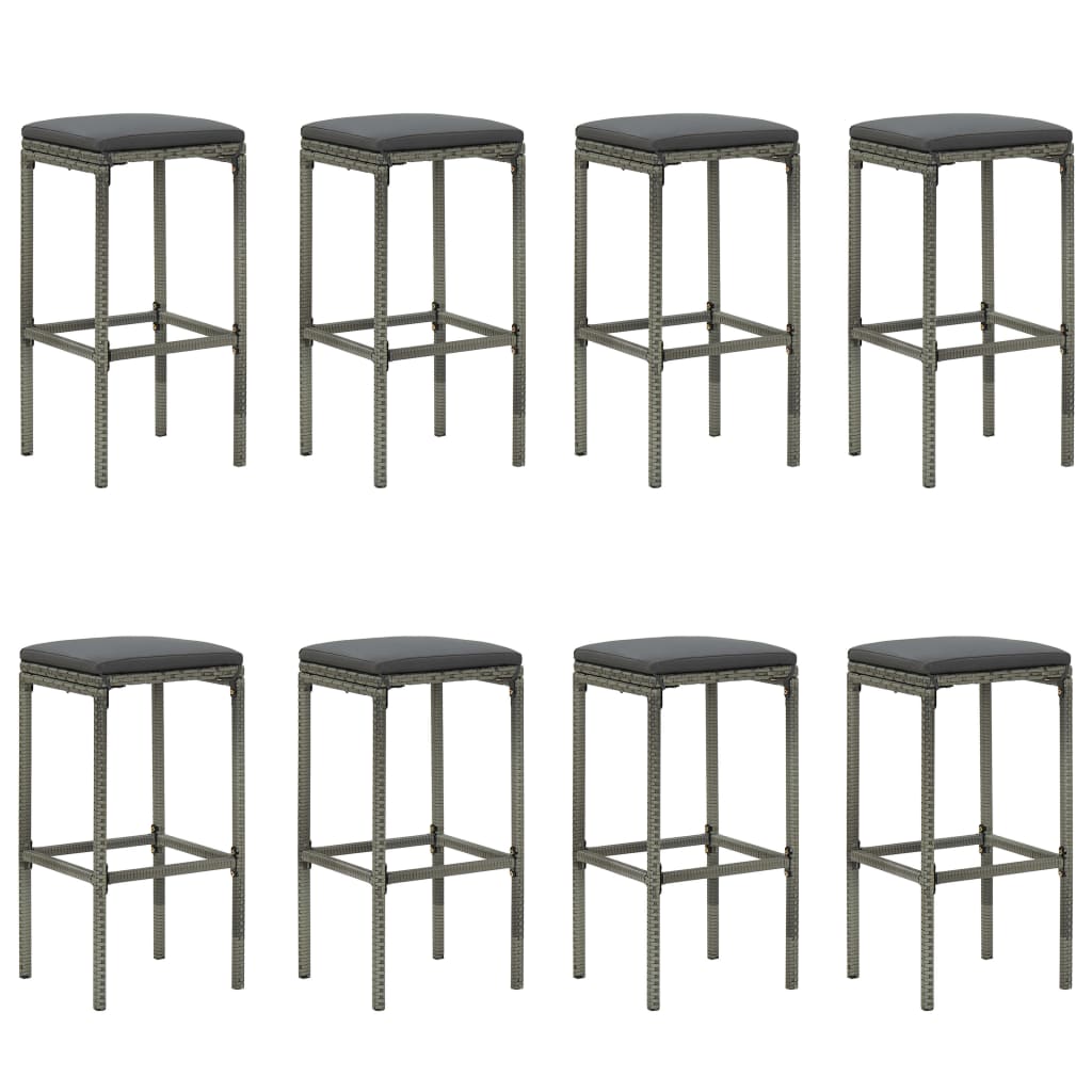 Set da Bar da Giardino 9 pz con Cuscini in Polyrattan Grigio - homemem39