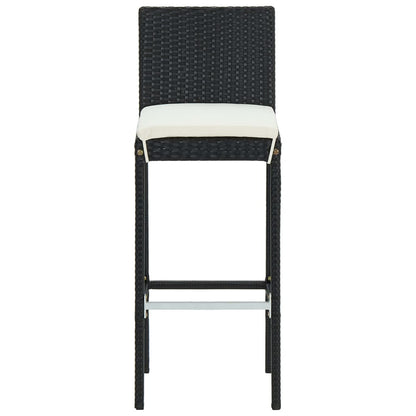 Set Bar da Giardino 3 pz con Cuscini Polyrattan Nero | homemem39