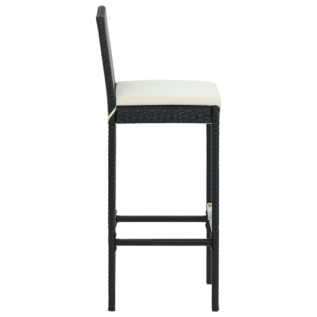 Set Bar da Giardino 3 pz con Cuscini Polyrattan Nero | homemem39