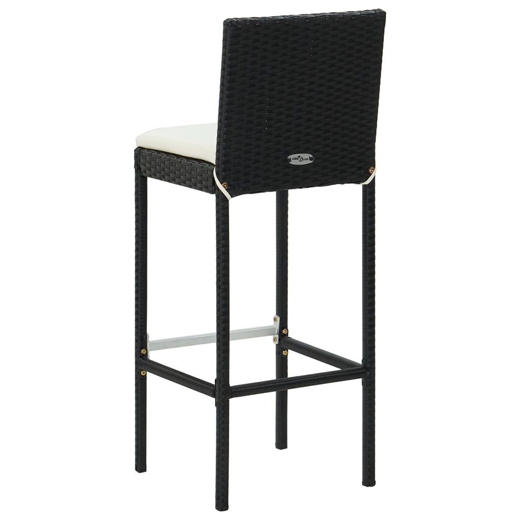 Set Bar da Giardino 3 pz con Cuscini Polyrattan Nero | homemem39