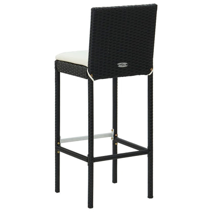 Set Bar da Giardino 3 pz con Cuscini Polyrattan Nero | homemem39