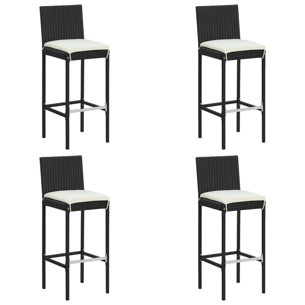 Set Bar da Giardino 5 pz con Cuscini Polyrattan Nero - homemem39