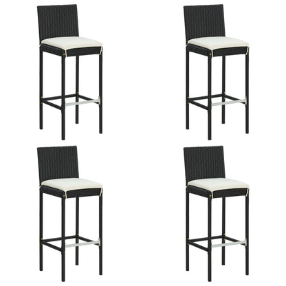Set Bar da Giardino 5 pz con Cuscini Polyrattan Nero - homemem39
