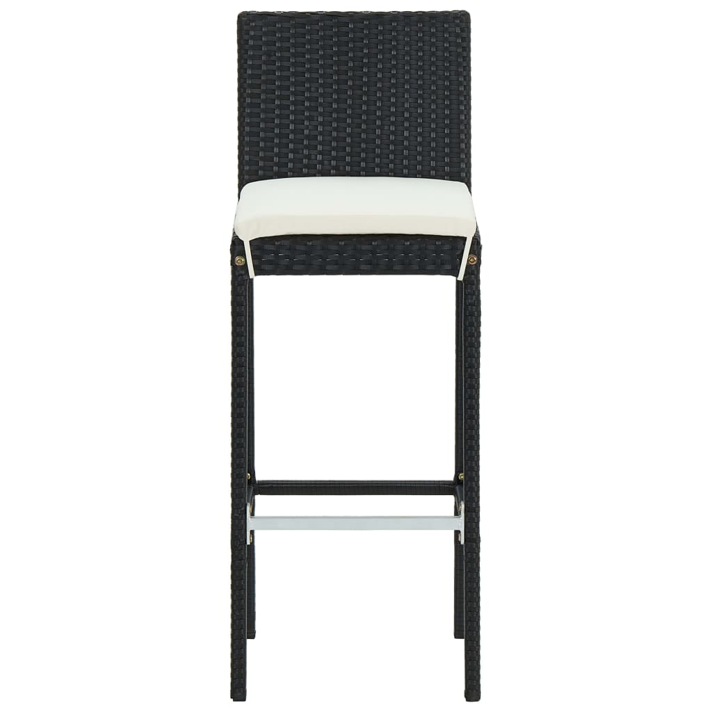Set Bar da Giardino 5 pz con Cuscini Polyrattan Nero - homemem39