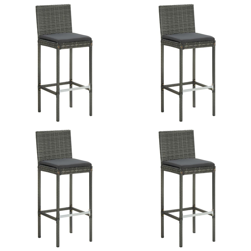5 pc Garden Bar Set with Gray Polyrattan Cushions