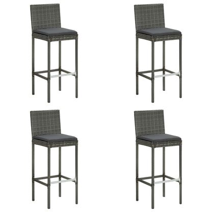 5 pc Garden Bar Set with Gray Polyrattan Cushions