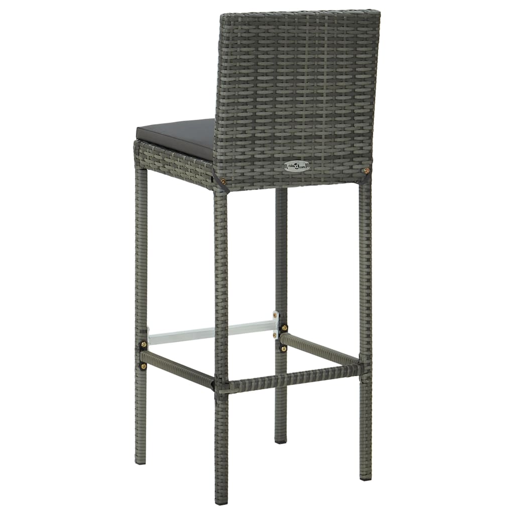 5 pc Garden Bar Set with Gray Polyrattan Cushions