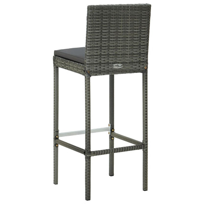 5 pc Garden Bar Set with Gray Polyrattan Cushions