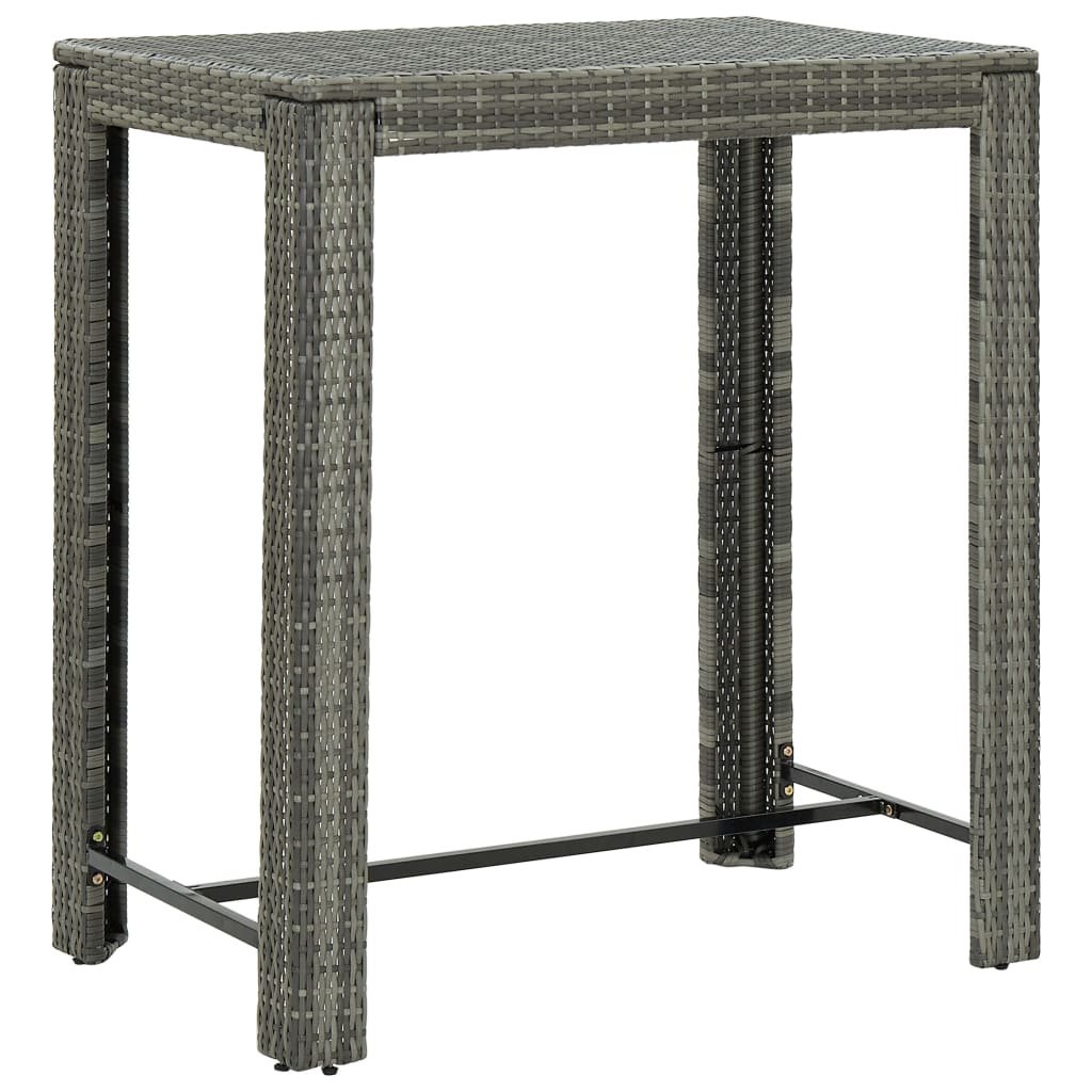 5 pc Garden Bar Set with Gray Polyrattan Cushions