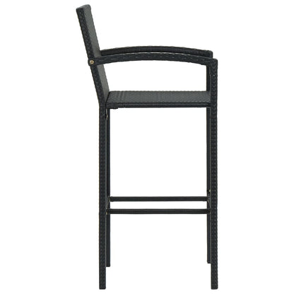 Set Bar da Giardino 5 pz con Braccioli in Polyrattan Nero | homemem39