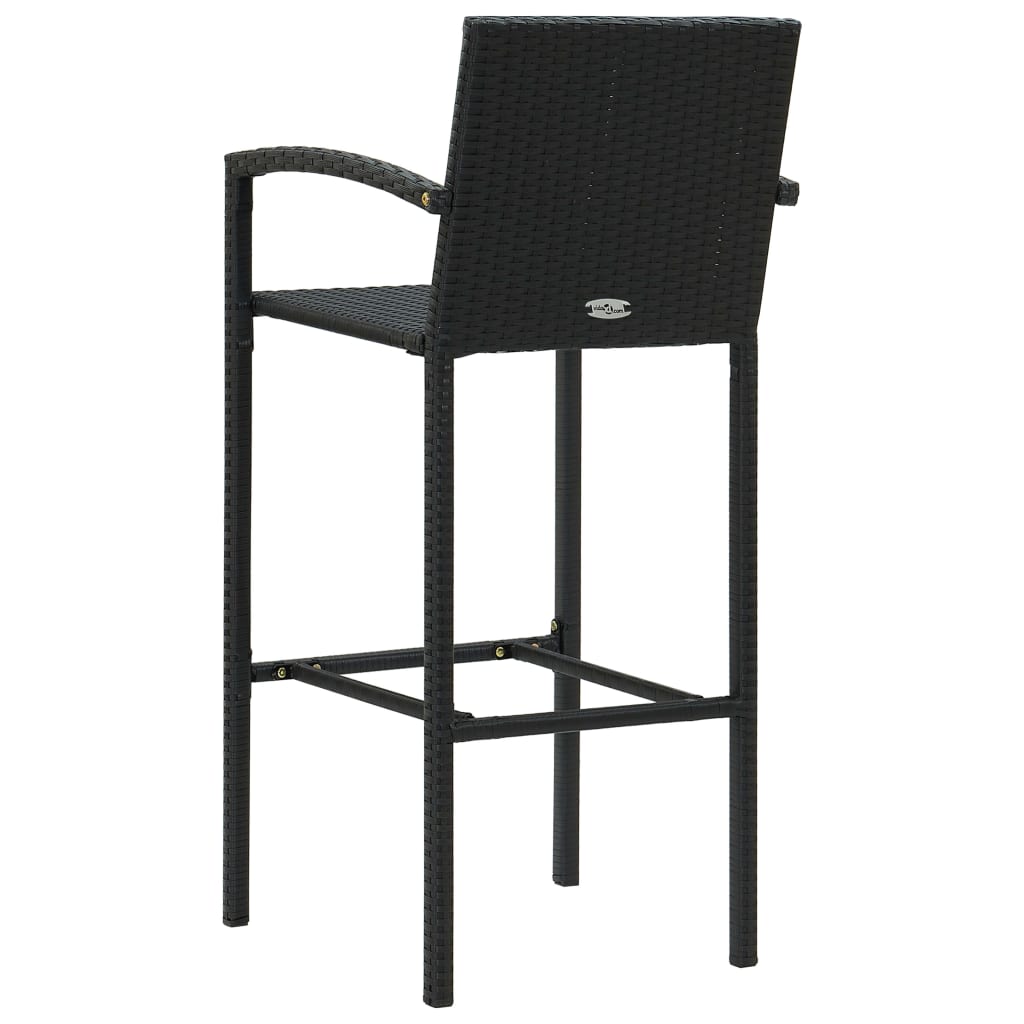Set Bar da Giardino 5 pz con Braccioli in Polyrattan Nero | homemem39