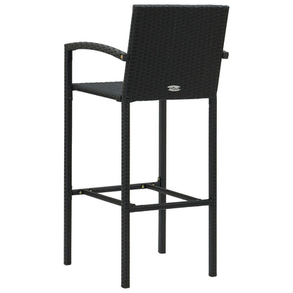 Set Bar da Giardino 5 pz con Braccioli in Polyrattan Nero | homemem39