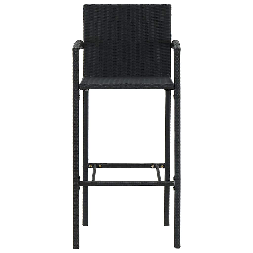 Set Bar da Giardino 5 pz con Braccioli in Polyrattan Nero