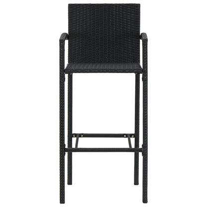 Set Bar da Giardino 5 pz con Braccioli in Polyrattan Nero