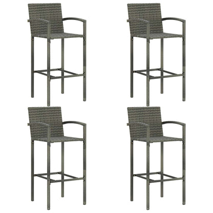 Set Bar da Giardino 5 pz con Braccioli in Polyrattan Grigio