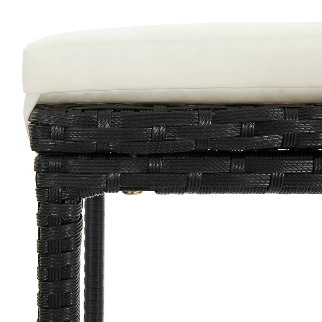 Set Bar da Giardino 5 pz con Cuscini in Polyrattan Nero - homemem39