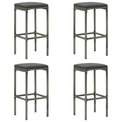 Set da Bar da Giardino 5 pz con Cuscini in Polyrattan Grigio - homemem39