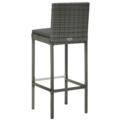 Set da Bar da Giardino 3 pz con Cuscini in Polyrattan Grigio - homemem39