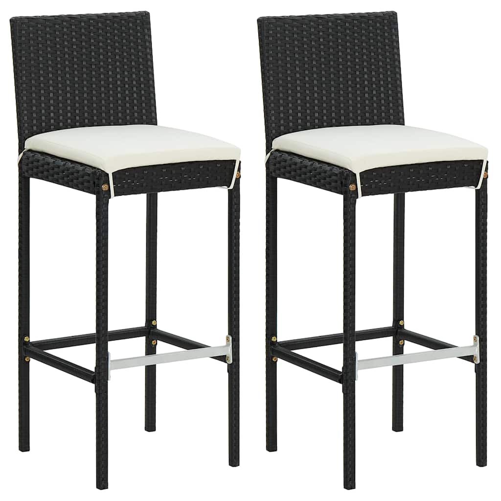 Set Bar da Giardino 3 pz con Cuscini in Polyrattan Nero | homemem39