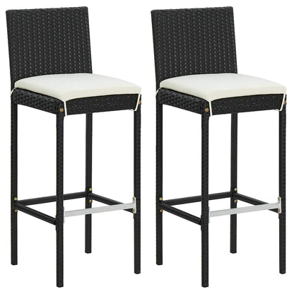 Set Bar da Giardino 3 pz con Cuscini in Polyrattan Nero | homemem39