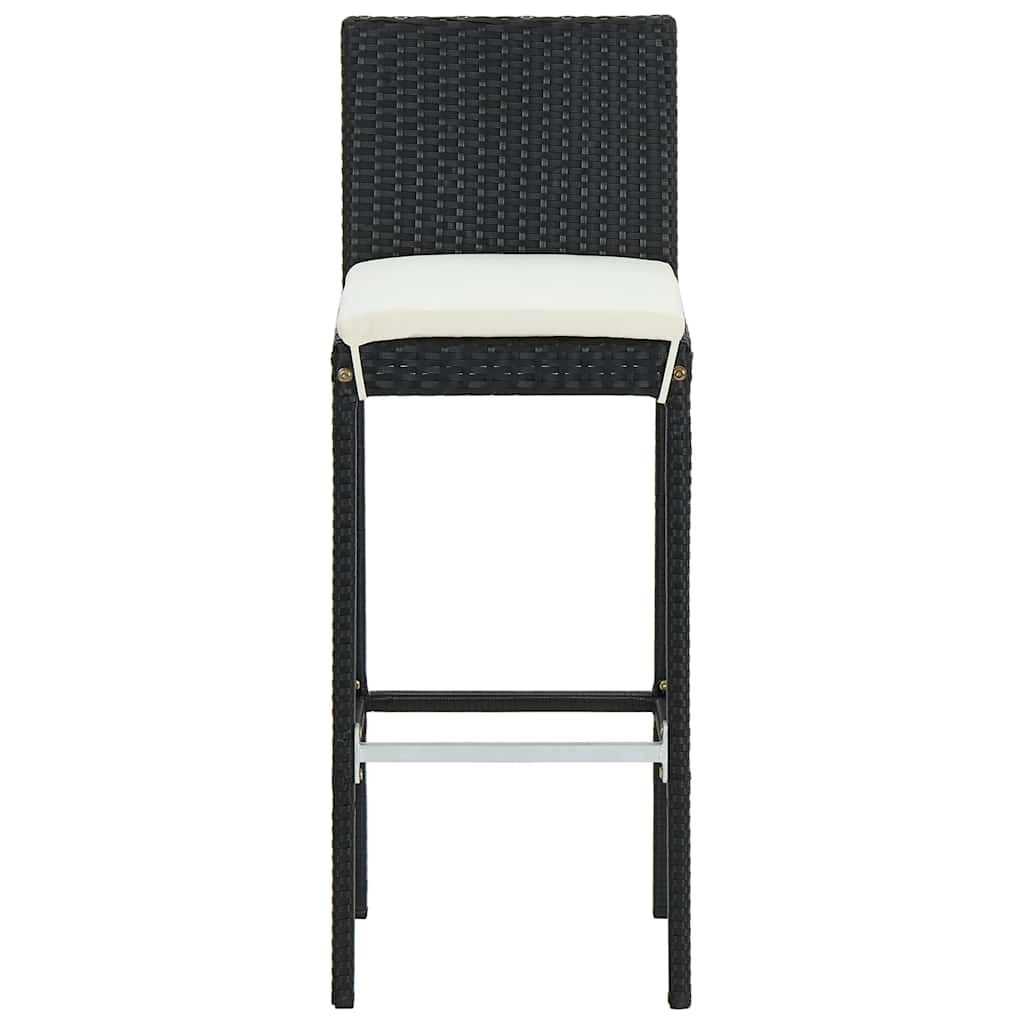 Set Bar da Giardino 3 pz con Cuscini in Polyrattan Nero | homemem39