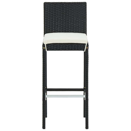 Set Bar da Giardino 3 pz con Cuscini in Polyrattan Nero | homemem39