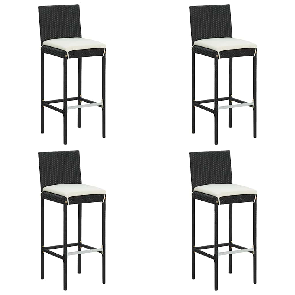 Set da Bar da Giardino 5 pz con Cuscini in Polyrattan Nero | homemem39