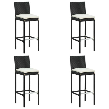 Set da Bar da Giardino 5 pz con Cuscini in Polyrattan Nero | homemem39