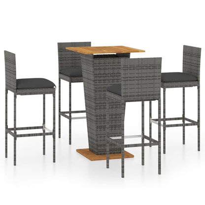 Set da Bar da Giardino 5 pz con Cuscini in Polyrattan Grigio | homemem39